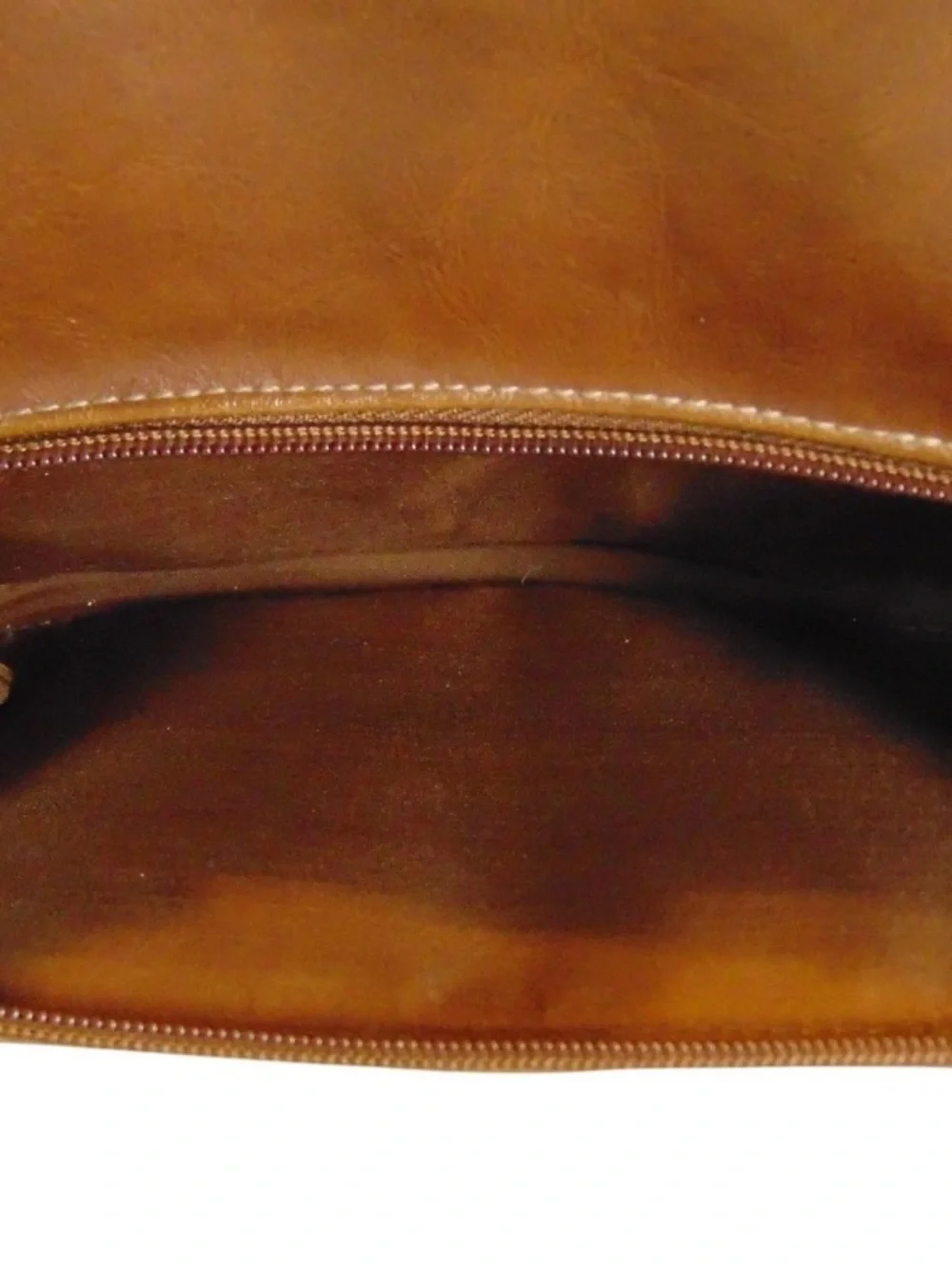 Vintage John Romaine Leather Crossbody Bag Brown Brass Shoulder Purse